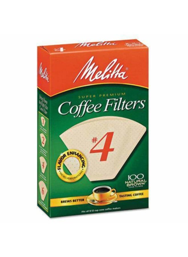 Melitta Super Premium No. 4 Coffee Paper Filter, Natural Brown, 100 Count - Image 1