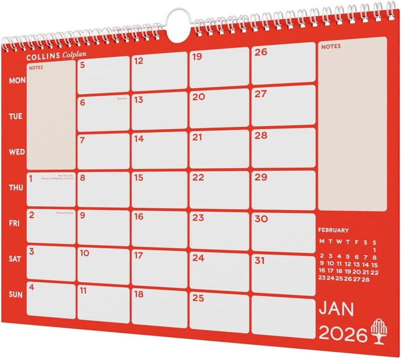 Collins - Colplan - A4 Monthly Wall Diary Calendar 2026 (CMCA4-26) - Image 1