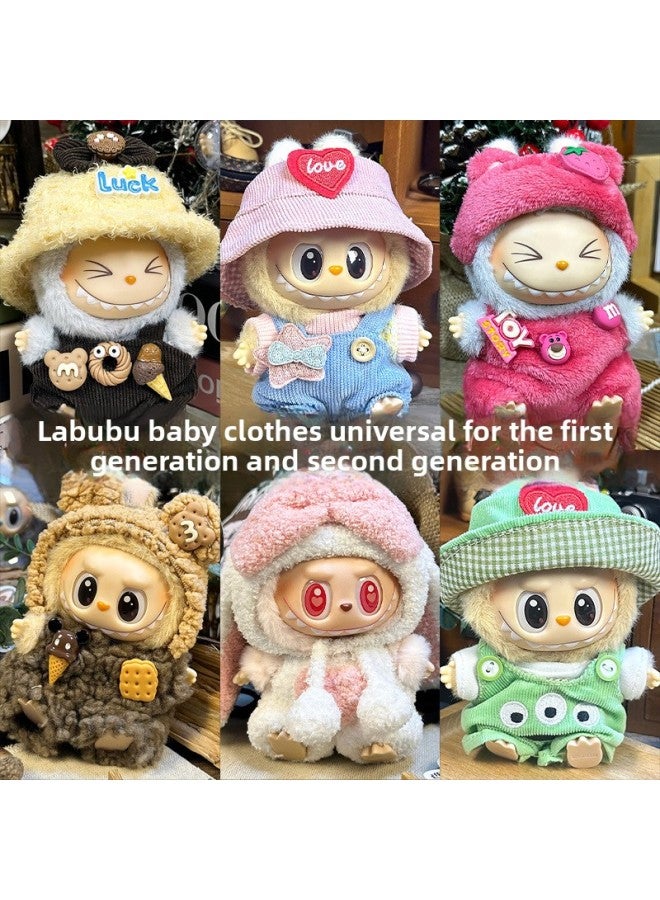 Labubu Sitting Party Doll Clothes Generation II Blind Box Labubu Doll Clothes Ragcloth Clothes Plush Vinyl Face-Specification:First And Second Generation Universal (doll Not Included) - Standard Outfit-Color:Magical Girl (tiara + Suspender Skirt + Dress + Magic Wand)  - Image 5