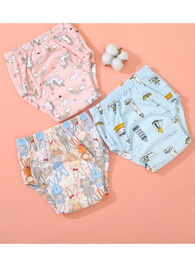 3 قطع من سراويل تدريب الأطفال على استخدام المرحاض، ملابس داخلية قابلة للتنفس لتدريب الأطفال على استخدام المرحاض، حفاضات مقاومة للماء، للأطفال من 0-3 سنوات، للأولاد والبنات، قطن قوي الامتصاص (L) - Image 2