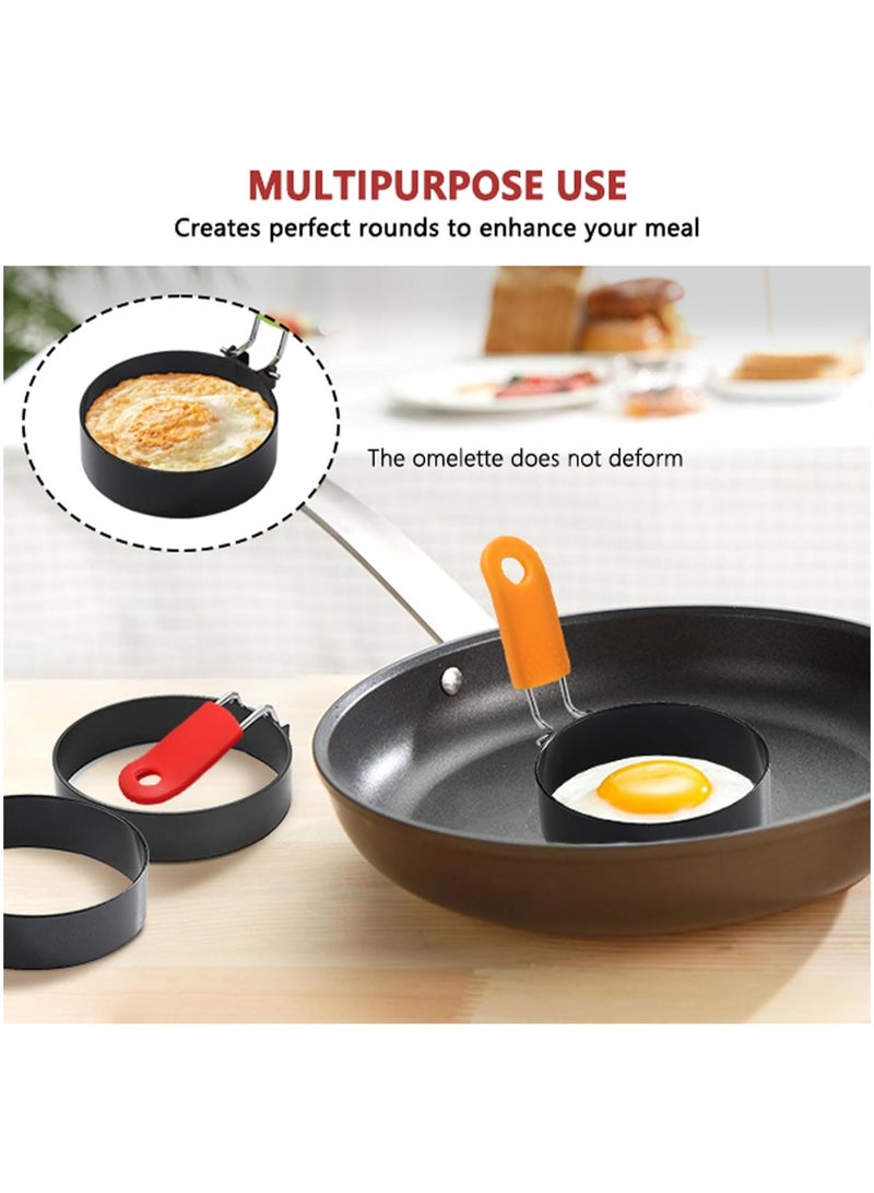 general Nonstick Egg Ring Stainless Steel Egg Cooking Ring with Anti-scald Handle Pancake Mold for Breakfast Sandwiches Egg Muffins 4Pcs - Image 4