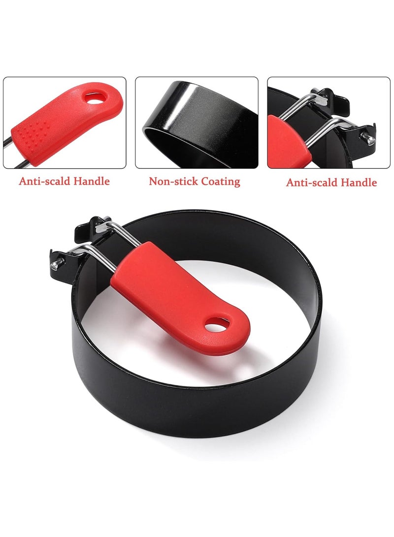 general Nonstick Egg Ring Stainless Steel Egg Cooking Ring with Anti-scald Handle Pancake Mold for Breakfast Sandwiches Egg Muffins 4Pcs - Image 2