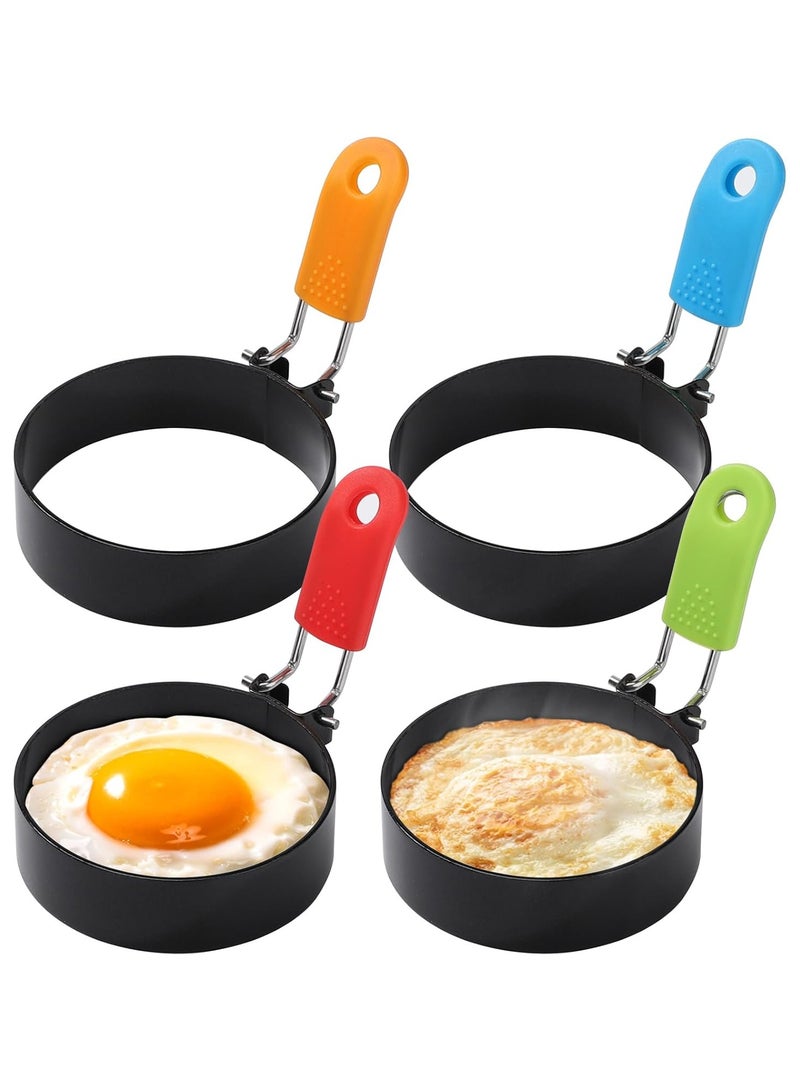general Nonstick Egg Ring Stainless Steel Egg Cooking Ring with Anti-scald Handle Pancake Mold for Breakfast Sandwiches Egg Muffins 4Pcs - Image 1