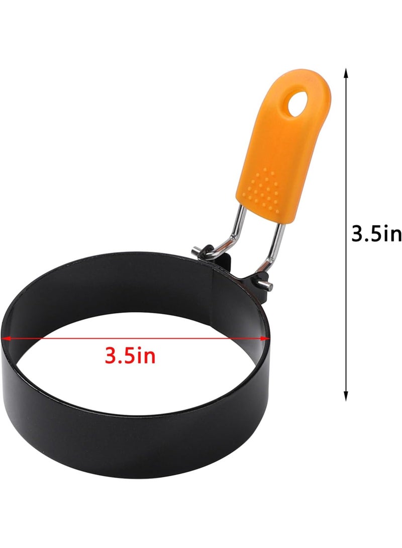 general Nonstick Egg Ring Stainless Steel Egg Cooking Ring with Anti-scald Handle Pancake Mold for Breakfast Sandwiches Egg Muffins 4Pcs - Image 5