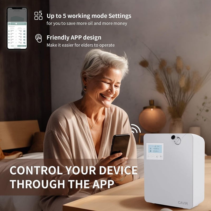 Cavir Smart Scent Air Machine for Home, Wterless Condensation Nebulization, 300 ml Oil Bottle, Long Service Life, Coverage up to 2000 SQFT of Fragrance, Can be Used with HAVC System - Image 2
