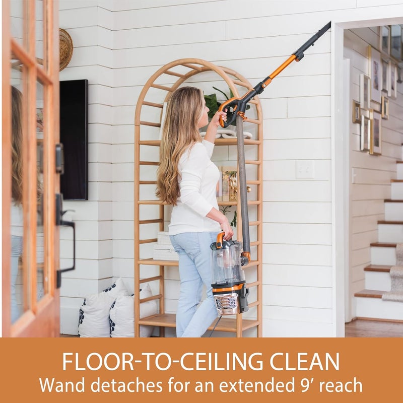 Kenmore مكنسة كهربائية كينمور DU4080 فيذرلايت ليفت أب بدون كيس بقوة شفط 2 موتور خفيفة الوزن لتنظيف السجاد مع فلتر HEPA و 2 أداة تنظيف لشعر الحيوانات الأليفة للأرضيات الصلبة باللون البرتقالي - Image 3