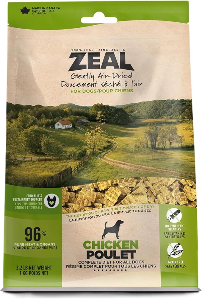 Zeal Air Dried Dog Food with Chicken & Green Lipped Mussel 2.2lbs/1kg