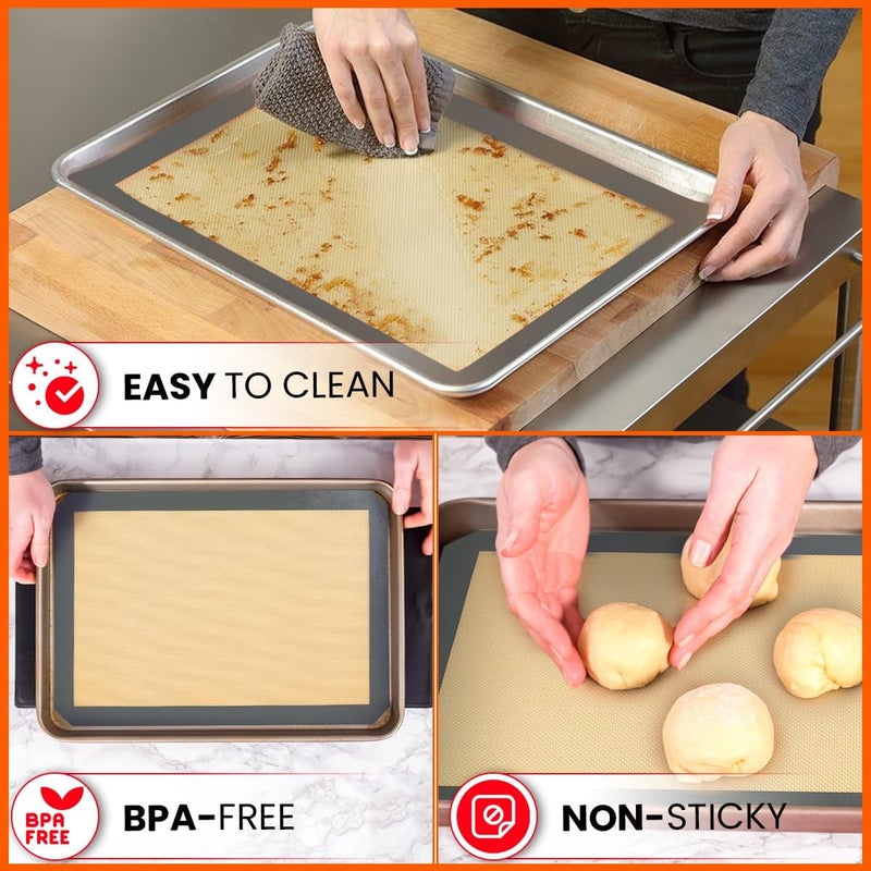 ThreadNanny Silicone Baking Mats Half Sheet Non Stick for Oven Reusable 4 Pack - Thick Heavy Duty Silicone Baking Mat Cookie Sheet 1/2 Size for Macaron & Pastry - Half Size Rectangular Cooking Oven Liner Pad - Image 4