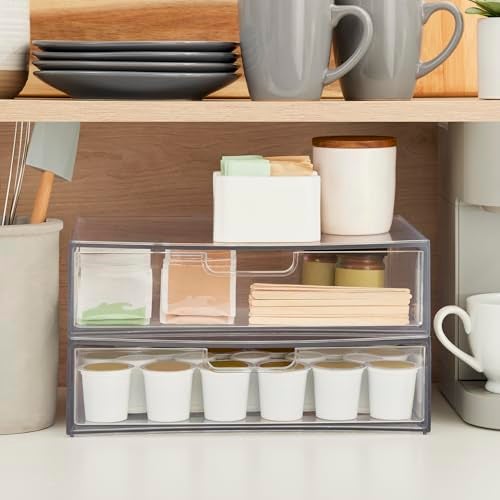 STORi STAX Plastic Stackable Organizer Drawers (Set of 2) Clear | 12.5" Wide | Set Includes Two Open Drawer | Organize Office Desk Accessories & Sort Paper | Made in USA - Image 4