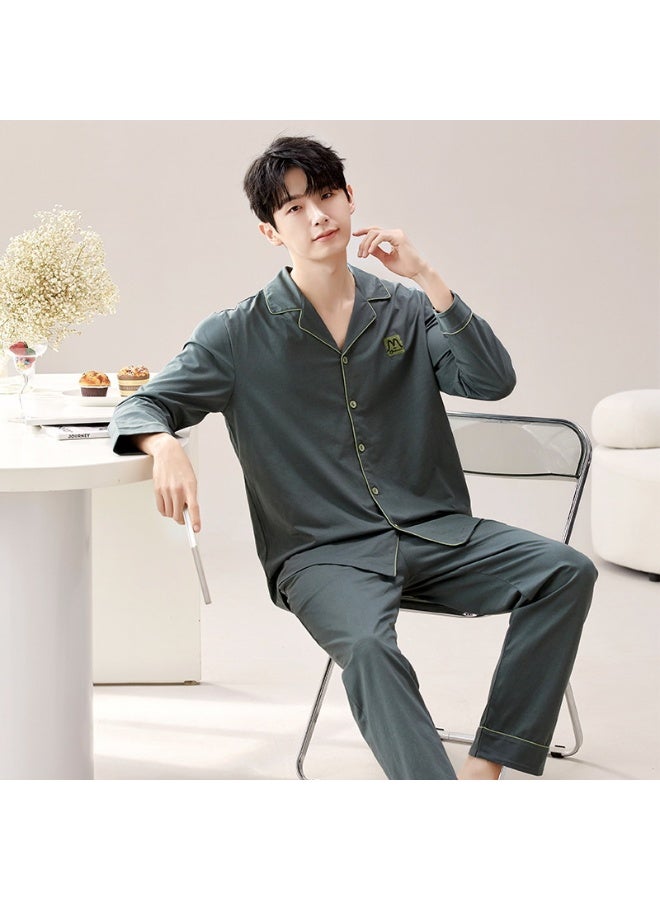 Ultra Soft Cotton Long Sleeve Sleepwear For Men  Style Youth Home Clothes Pure Cotton Male Pyjamas - Image 1