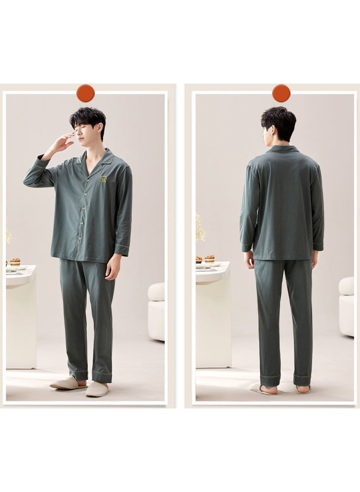 Ultra Soft Cotton Long Sleeve Sleepwear For Men  Style Youth Home Clothes Pure Cotton Male Pyjamas - Image 2