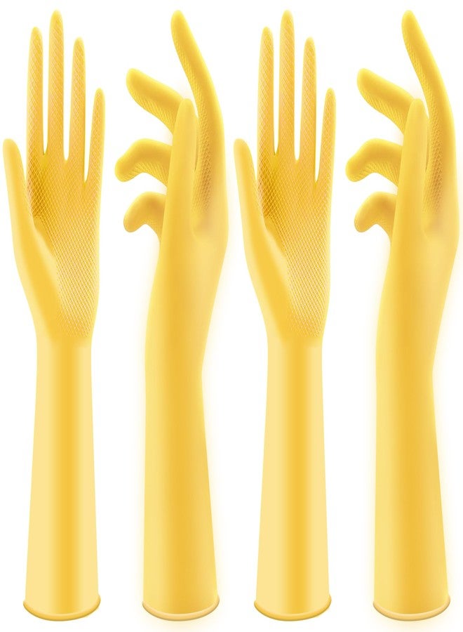 Coopache 2 Pack Long Rubber Gloves for Dishwashing Heavy Duty Reusable Glove Cleaning Washing Dishes Waterproof Work Glove for Men Women (Yellow, Large) - Image 1