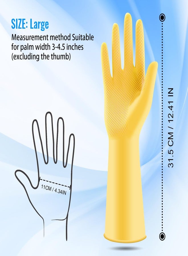 Coopache 2 Pack Long Rubber Gloves for Dishwashing Heavy Duty Reusable Glove Cleaning Washing Dishes Waterproof Work Glove for Men Women (Yellow, Large) - Image 5