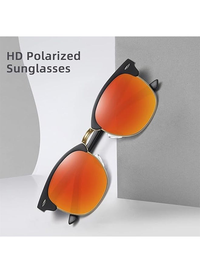 Retro Semi Rimless Polarized Sunglasses for Men Women Classic Trendy Driving Sun Glasses UV Protection - Image 3