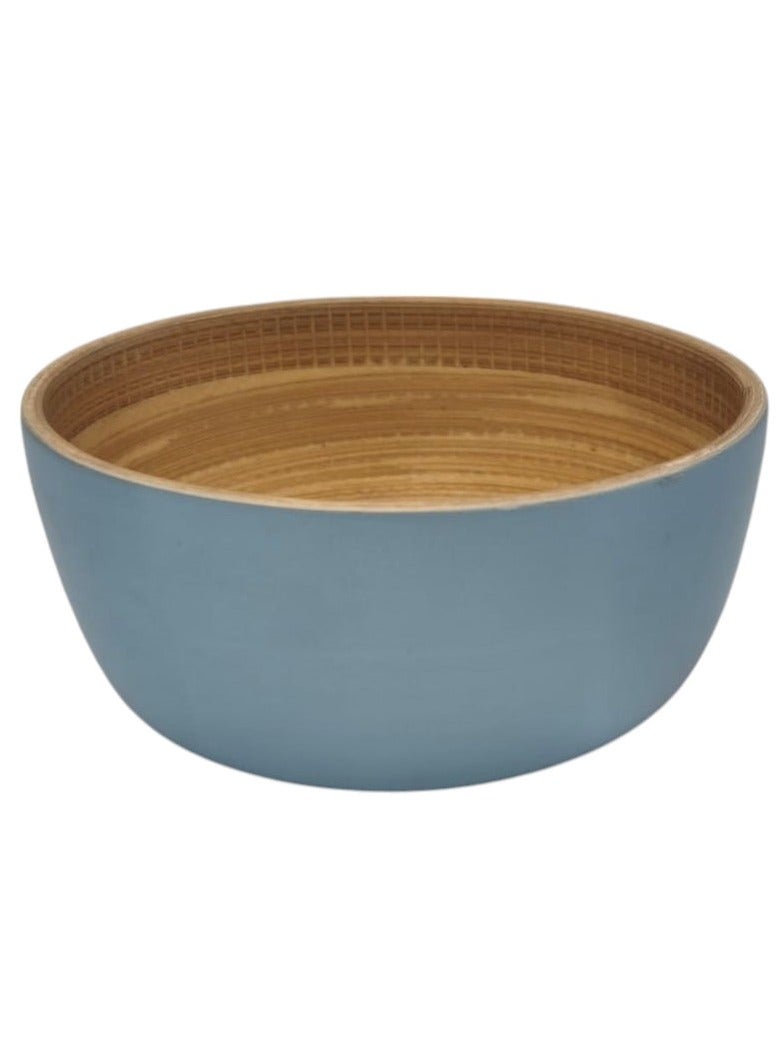 AKDC Modern Bamboo Round Serving Bowl-12cmX6cm-Blue&Bamboo - Image 1