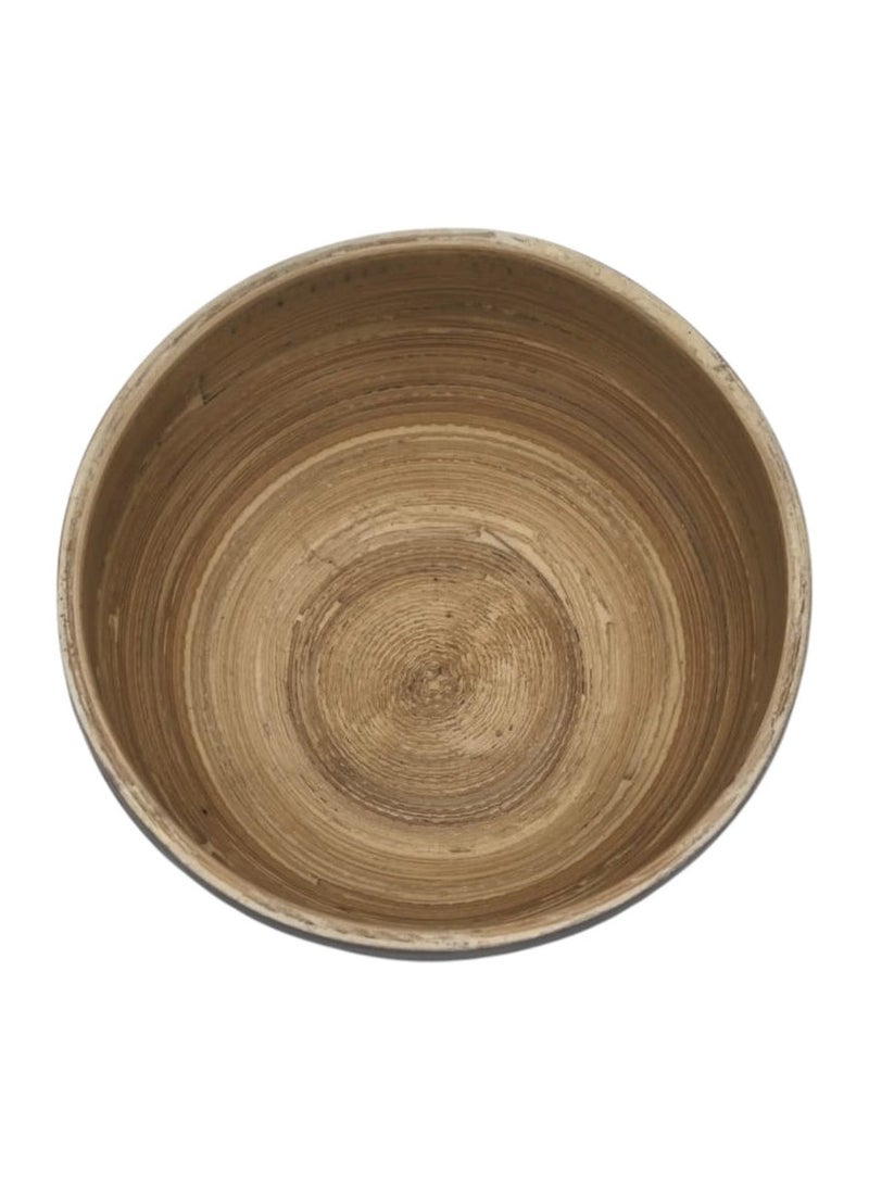AKDC Modern Bamboo Round Serving Bowl-12cmX6cm-Blue&Bamboo - Image 2