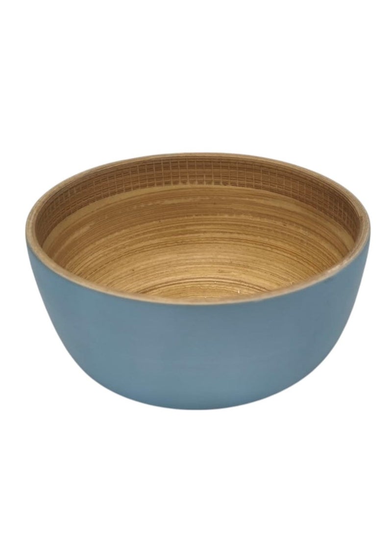 AKDC Modern Bamboo Round Serving Bowl-12cmX6cm-Blue&Bamboo - Image 3