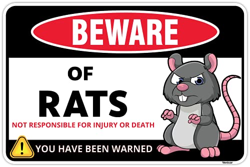 Venicor Venicor Beware of Rat Sign  8x12 Inches Aluminum Rat Lovers Plush Toy