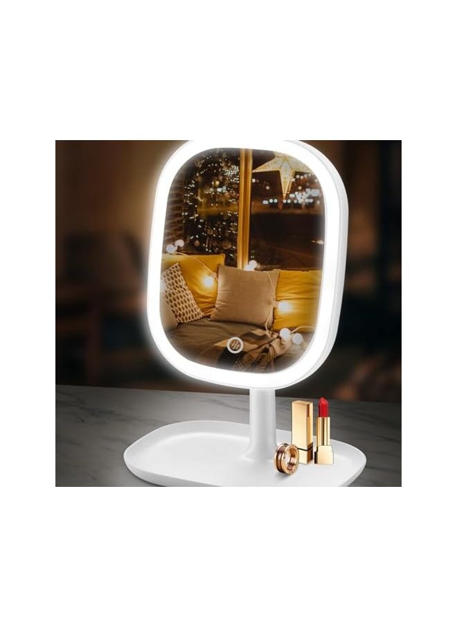 The Bros Table Desk Vanity Makeup Mirror, 180 Degree Rotation, USB Rechargeable, 15L x 10W cm  - Image 2