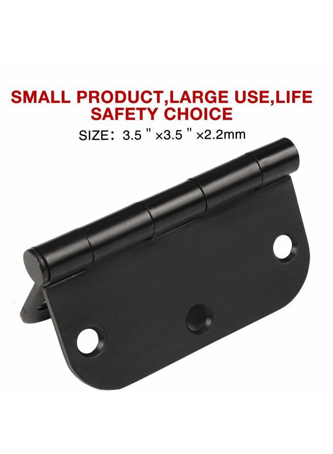 KIW Black Door Hinges 3.5 Inch Rounded Corner,3 1/2 Interior Door Hinges Fit Standard Door Flat Hinge 5/8" Radius 3 ½"x 3 ½" Hardware Controls 18 Pack - Image 3