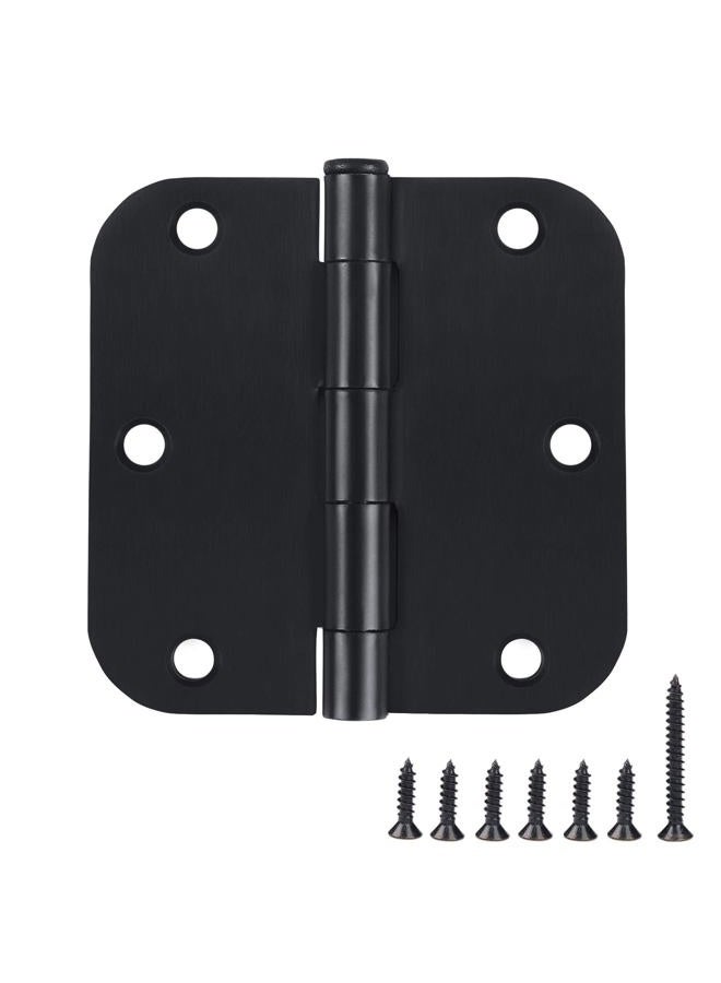 KIW Black Door Hinges 3.5 Inch Rounded Corner,3 1/2 Interior Door Hinges Fit Standard Door Flat Hinge 5/8" Radius 3 ½"x 3 ½" Hardware Controls 18 Pack - Image 1