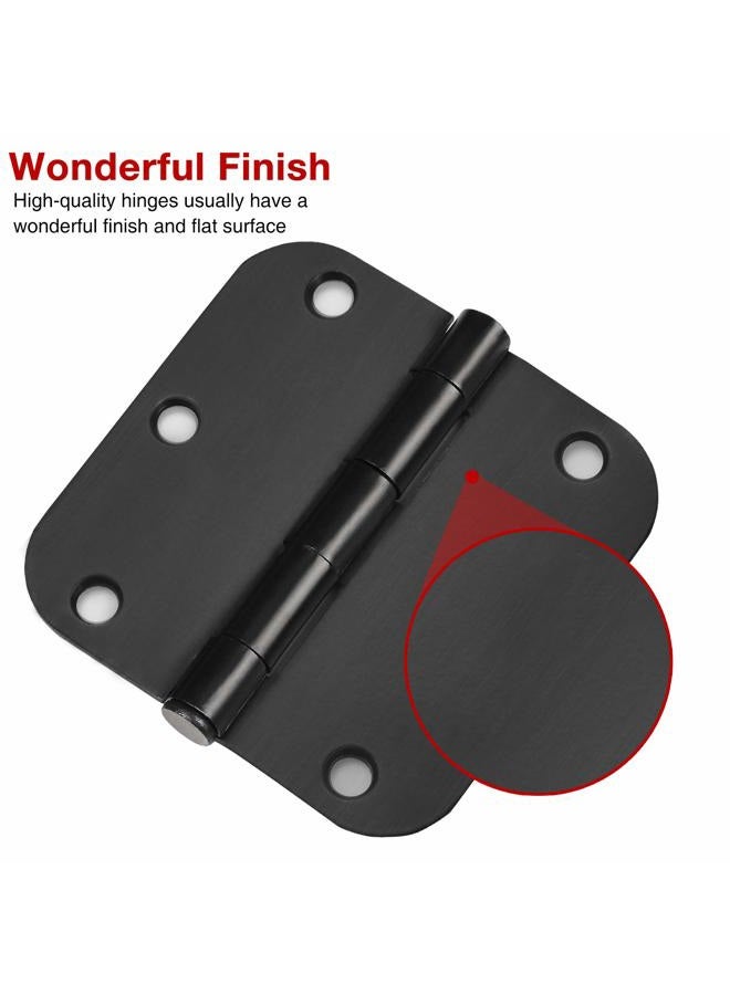 KIW Black Door Hinges 3.5 Inch Rounded Corner,3 1/2 Interior Door Hinges Fit Standard Door Flat Hinge 5/8" Radius 3 ½"x 3 ½" Hardware Controls 18 Pack - Image 5