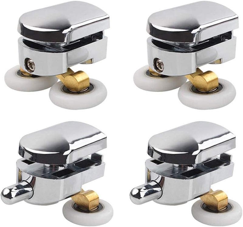 Zikra Shower Door Rollers, 23mm Sliding Shower Doors Wheels Replacement Roller Runner Wheel 2 Top & 2 Bottom Roller fit for Glass Holes 14mm(4Pcs) - Image 1