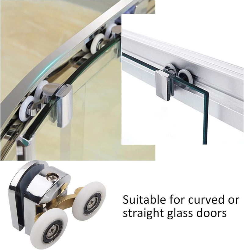 Zikra Shower Door Rollers, 23mm Sliding Shower Doors Wheels Replacement Roller Runner Wheel 2 Top & 2 Bottom Roller fit for Glass Holes 14mm(4Pcs) - Image 4