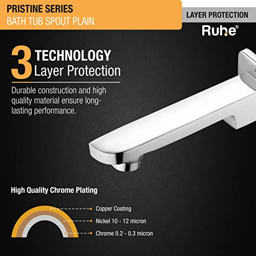 Ruhe® Pristine Bathtub Brass Faucet/Tap for Bath Tubs | Chrome Finish - Image 4