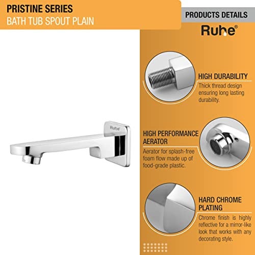 Ruhe® Pristine Bathtub Brass Faucet/Tap for Bath Tubs | Chrome Finish - Image 3
