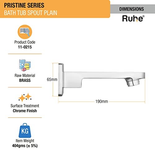 Ruhe® Pristine Bathtub Brass Faucet/Tap for Bath Tubs | Chrome Finish - Image 2