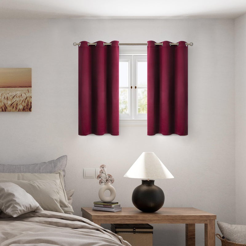 BGment Short 100% Blackout Curtains for Bedroom  Thermal Insulated Lined Energy Efficiency Noise Reducing Grommet Curtains 45 Inch Length for Small Window 2 Panels Each 42 Inch Wide  Burgundy Red - Image 2