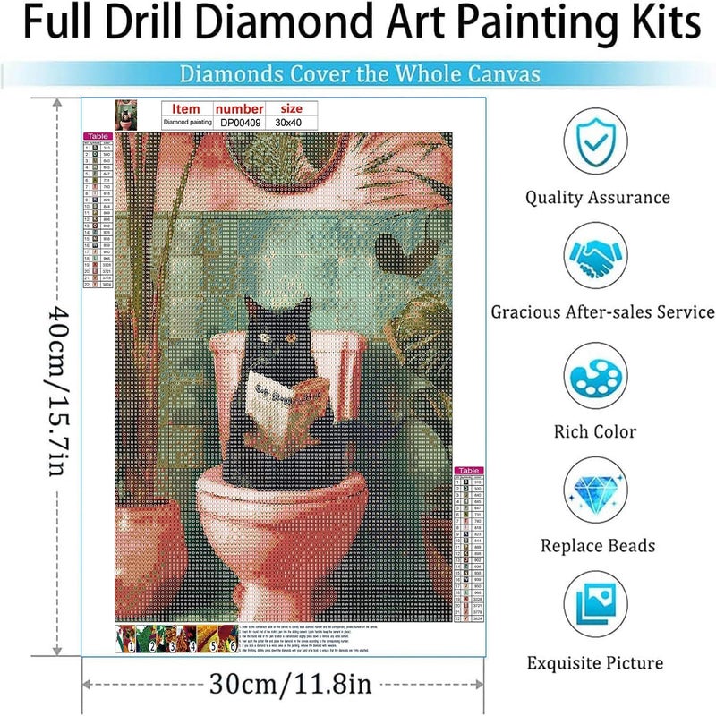 ARPADAMO Square Diamond Art Kits for Adults-cat Square Drill Diamond Painting,Square Diamond Art,DIY Black Cat Gem Art Kits for Adults and Crafts for Gifts and Home Wall Decor 12x16inch - Image 4