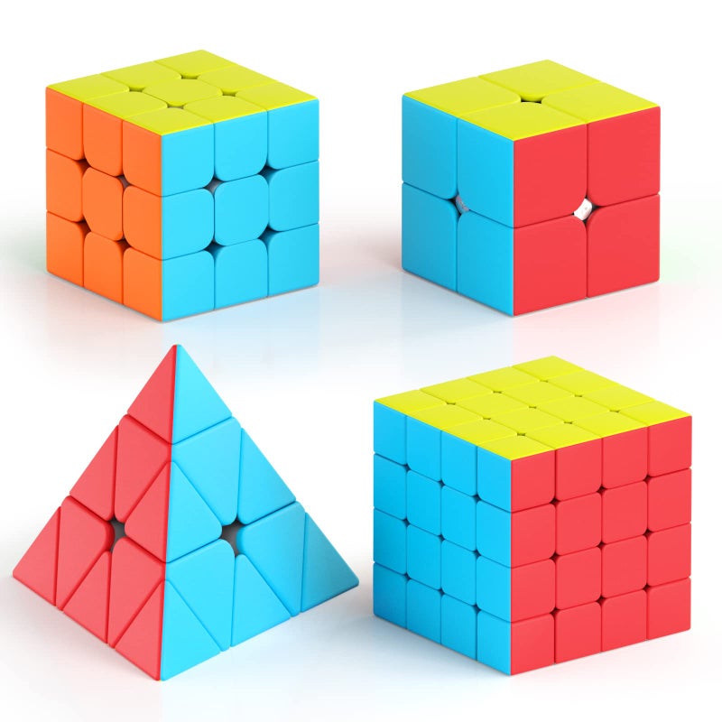 Vdealen Speed Cube Set, Puzzle Cube Bundle of 2x2x2 3x3x3 4x4x4 Pyramid Magic Cube Set, Birthday Party Christmas Stocking Stuffers Gift for Kids Teens Adults(Stickerless) - Image 1