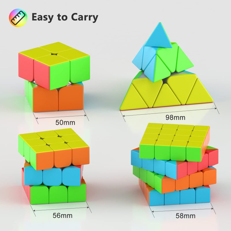 Vdealen Speed Cube Set, Puzzle Cube Bundle of 2x2x2 3x3x3 4x4x4 Pyramid Magic Cube Set, Birthday Party Christmas Stocking Stuffers Gift for Kids Teens Adults(Stickerless) - Image 4
