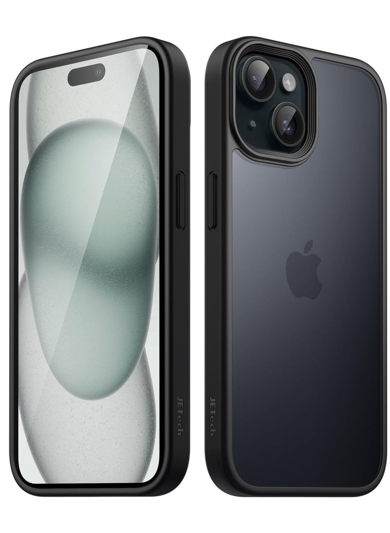 جي تيك حافظة غير لامعة لهاتف آيفون 15 6.1 بوصة مقاومة للصدمات بدرجة عسكرية حماية من السقوط غطاء خلفي شفاف بلوري مضاد لبصمات الأصابع أسود - Image 1