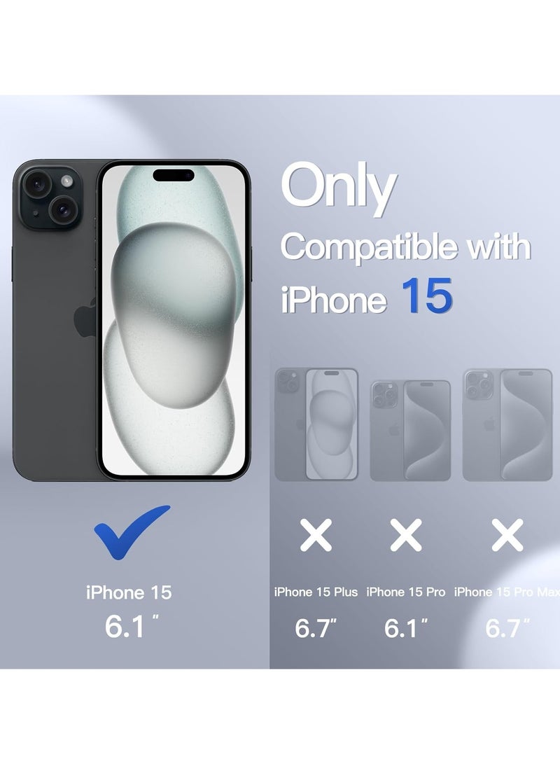 جي تيك حافظة غير لامعة لهاتف آيفون 15 6.1 بوصة مقاومة للصدمات بدرجة عسكرية حماية من السقوط غطاء خلفي شفاف بلوري مضاد لبصمات الأصابع أسود - Image 2