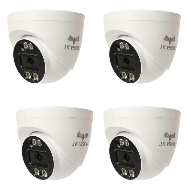 كاميرا أمان JK Vision 4MP 4Dome AHDIP بدقة Full HD مع صوت ثنائي الاتجاه ورؤية ليلية ومقاومة للماء للاستخدام الخارجي وكاميرا CCTV للكشف عن الحركة وعدسة بزاوية واسعة لمراقبة المنزل والأعمال