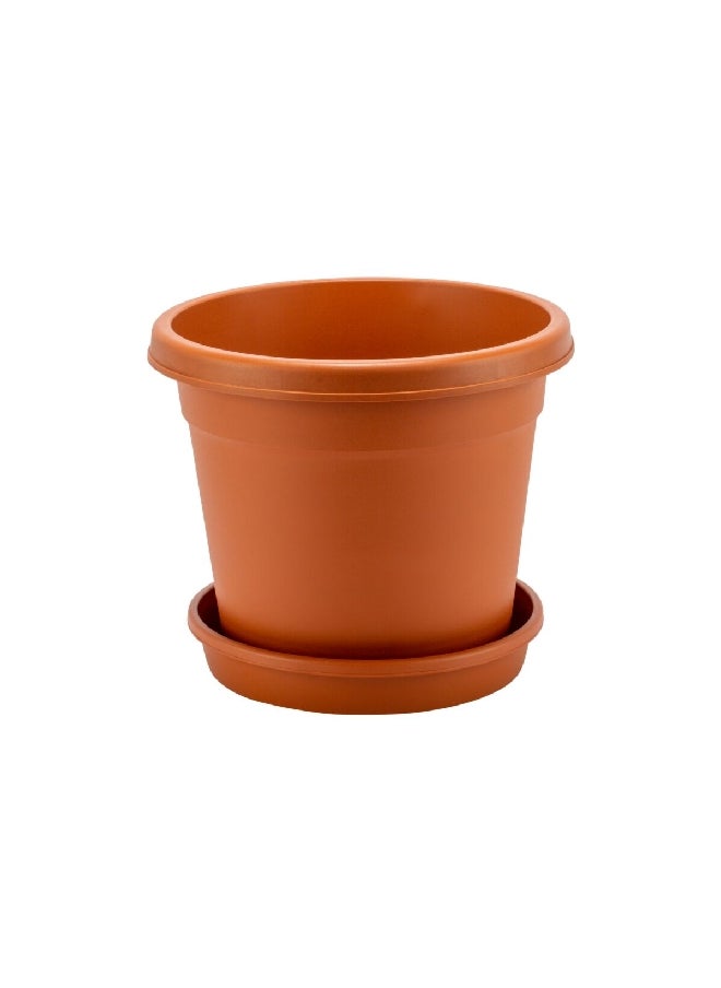 Cosmoplast Lightweight Design Round Flower Pot with Tray Terracotta 60 L 
