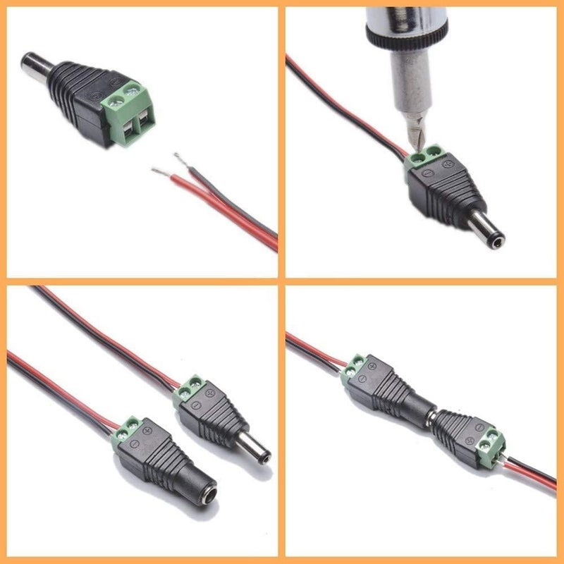 Luckam Male & Female 2.1x5.5MM Barrel Power 12V Male and Female DC Jack Power Connector Adapter for CCTV Camera/Led Strip (10 Pair) - Image 3