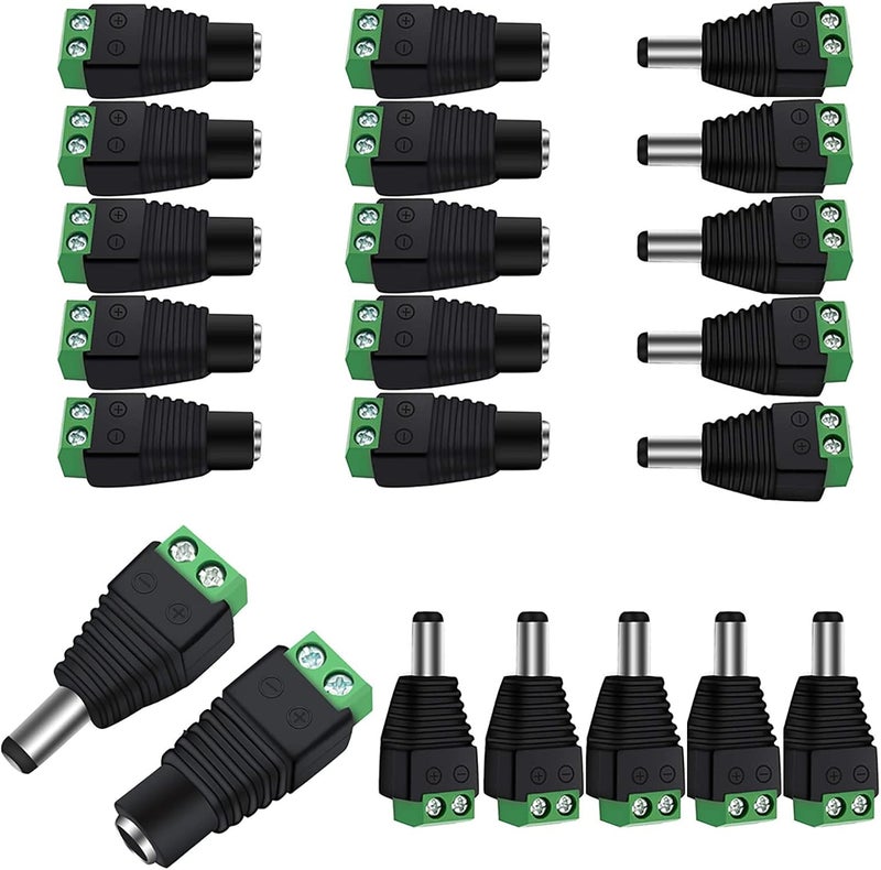 Luckam Male & Female 2.1x5.5MM Barrel Power 12V Male and Female DC Jack Power Connector Adapter for CCTV Camera/Led Strip (10 Pair) - Image 1