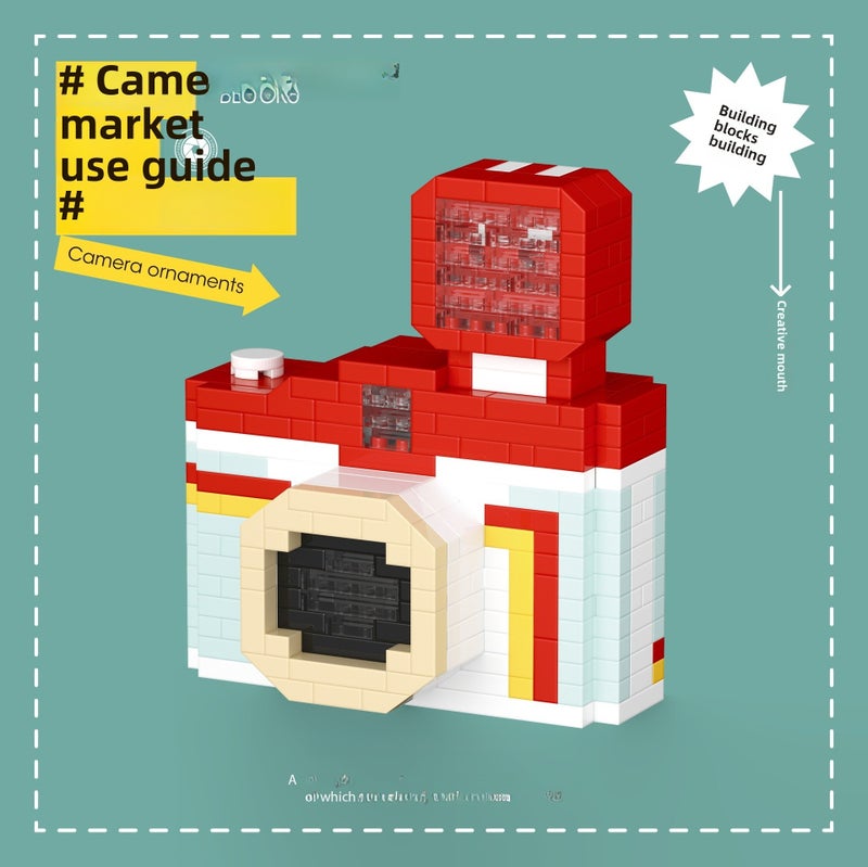 [Wholesale generation] Chao Le Chuang digital camera micro-particle assembled three-dimensional SLR building block model gift(6708 red retro camera [480 particles]]) - Image 1