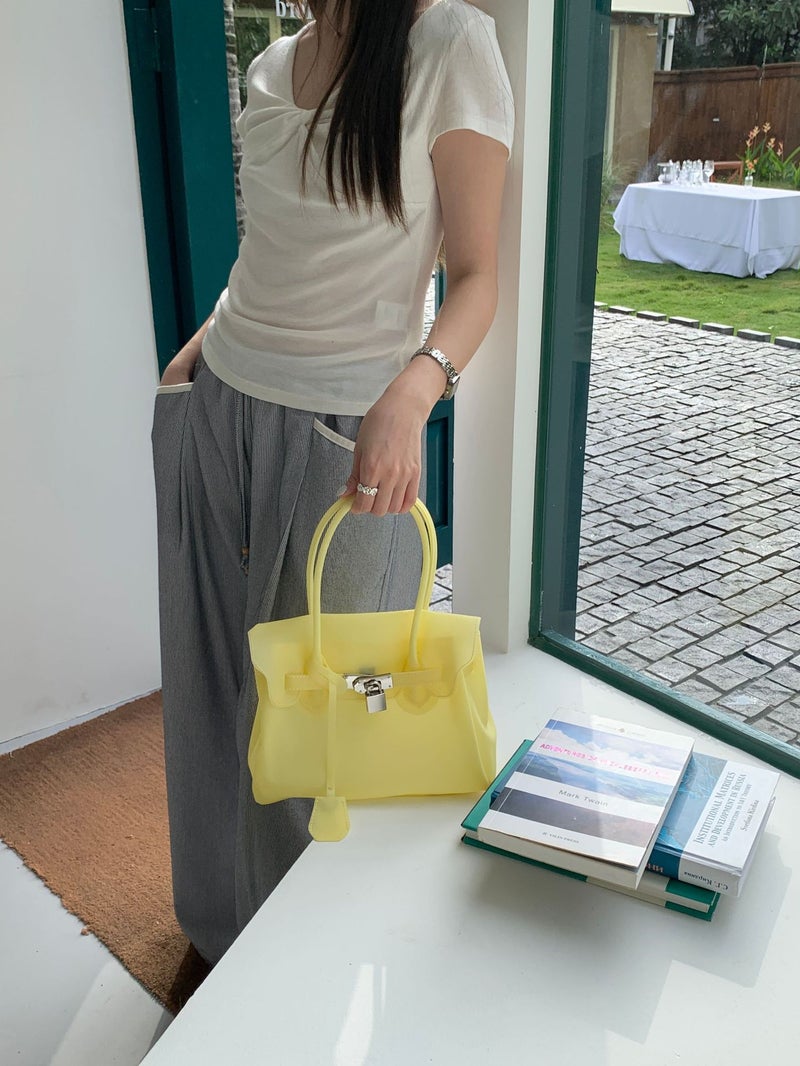 Kiiikiii Small Jelly Bag - Kelly Style, Summer Commuter Tote with Shoulder Strap