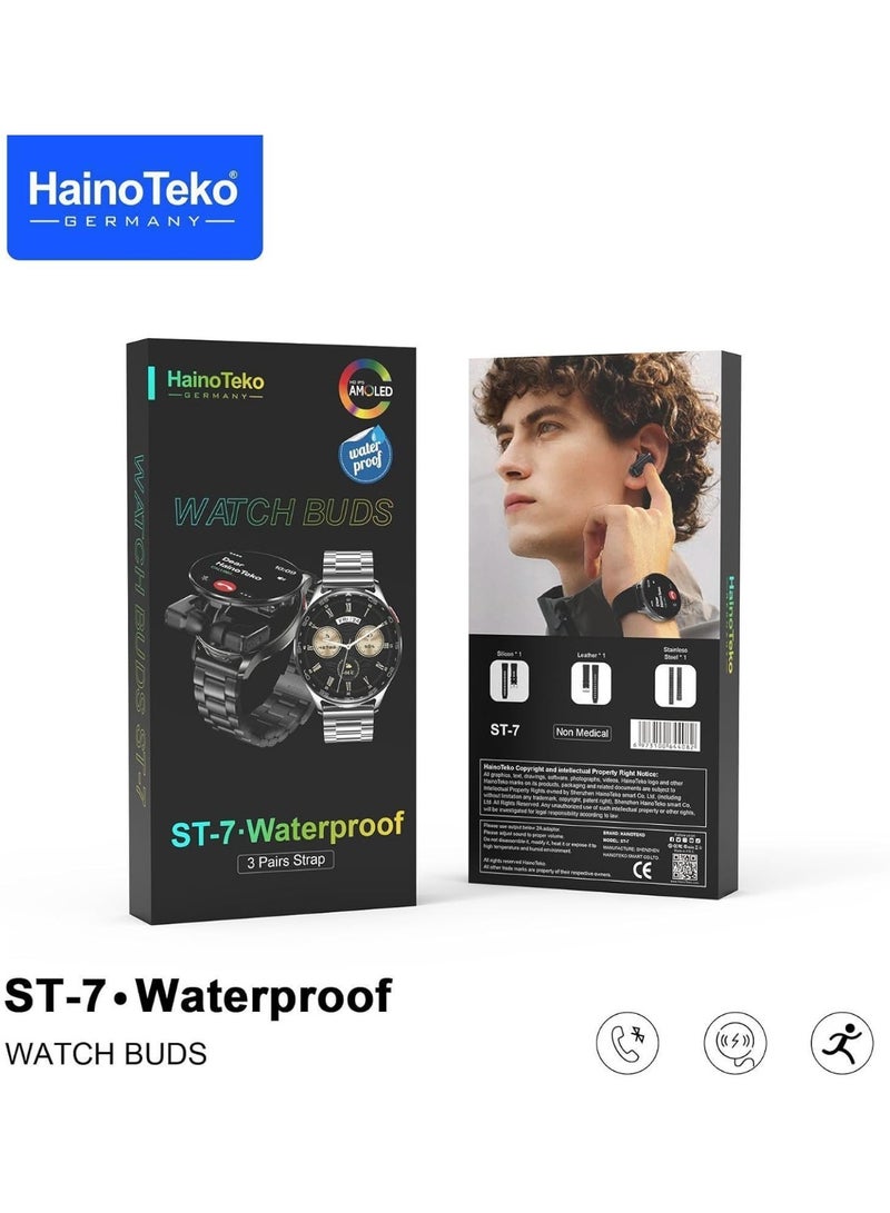 Haino Teko ST-7 Waterproof Smart Watch with Built-in Earphones | Large AMOLED Display | Bluetooth Calling & Music | Fitness Tracker with Heart Rate & Sleep Monitoring | 3 Interchangeable Straps | Long Battery Life & Fast Charging (Multi-Color) - Image 4