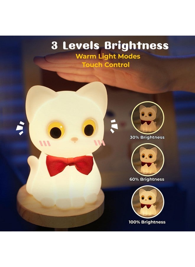 AVEKI Cat Night Light for Kids, Cute Squishy Silicone Cats Lamp for Baby Toddler Newborn Nursery, Dimmable Touch Night Light for Kids Room, Rechargeable Small Bedside Lamp Gifts for Girls (Cat) - Image 3