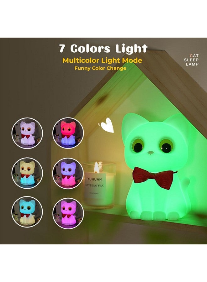 AVEKI Cat Night Light for Kids, Cute Squishy Silicone Cats Lamp for Baby Toddler Newborn Nursery, Dimmable Touch Night Light for Kids Room, Rechargeable Small Bedside Lamp Gifts for Girls (Cat) - Image 2