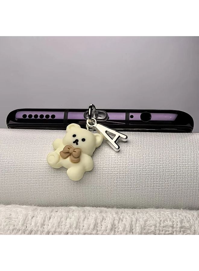 Cute Bear And Letter A Type C Mobile Phone Anti Dust Plug Pendant - Image 1