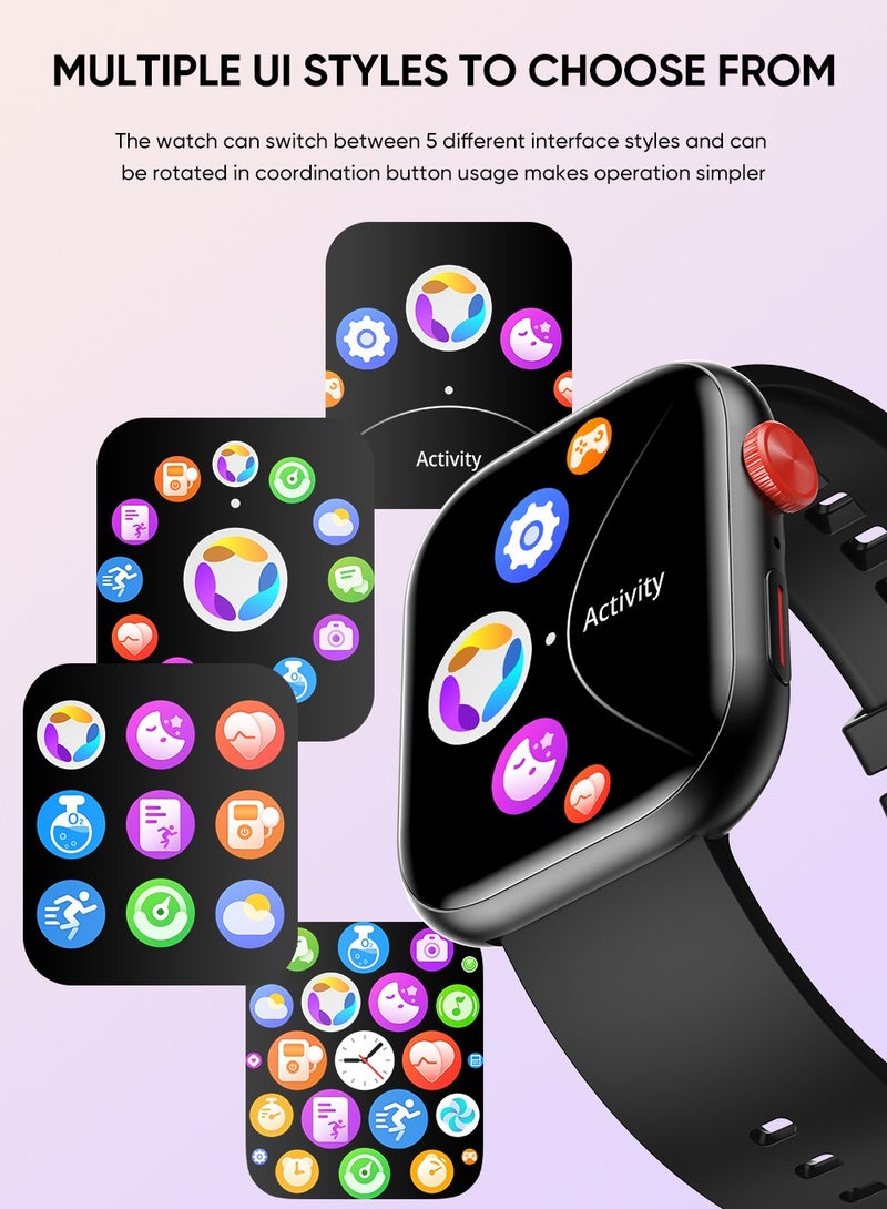 XZL LC88 Smart Watch - Arabic Operation, Make and Receive Calls, Magnetic Charging, Health Monitoring, Sports Recording, Waterproof Lifestyle, Bluetooth Connection, Remote Selfie, Heart Rate/Sleep Monitoring, 100+ Sports Modes, 2.01 Inch HD Touch Screen, Compatible with Apple/Huawei/Samsung/Xiaomi and Other Mobile Phones (Black) - Good Gift for Men and Women  - Image 4