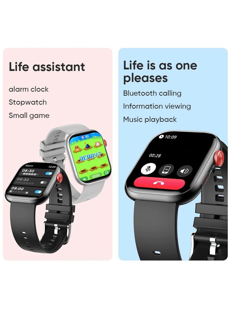 XZL LC88 Smart Watch - Arabic Operation, Make and Receive Calls, Magnetic Charging, Health Monitoring, Sports Recording, Waterproof Lifestyle, Bluetooth Connection, Remote Selfie, Heart Rate/Sleep Monitoring, 100+ Sports Modes, 2.01 Inch HD Touch Screen, Compatible with Apple/Huawei/Samsung/Xiaomi and Other Mobile Phones (Black) - Good Gift for Men and Women  - Image 2