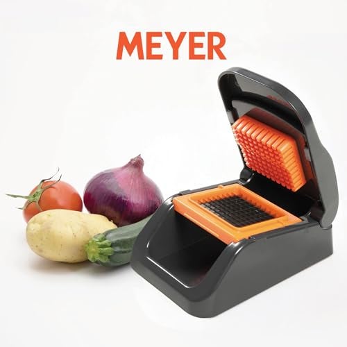 Meyer 2 in 1 Dicer with Container, Vegetable Cutter &Slicer, Cutting Machine | Kitchen Accessories | Kitchen Items for Home Cooking | Onion Chopper | Mini Handy Chopper (Plastic, Grey, Orange) - Image 4
